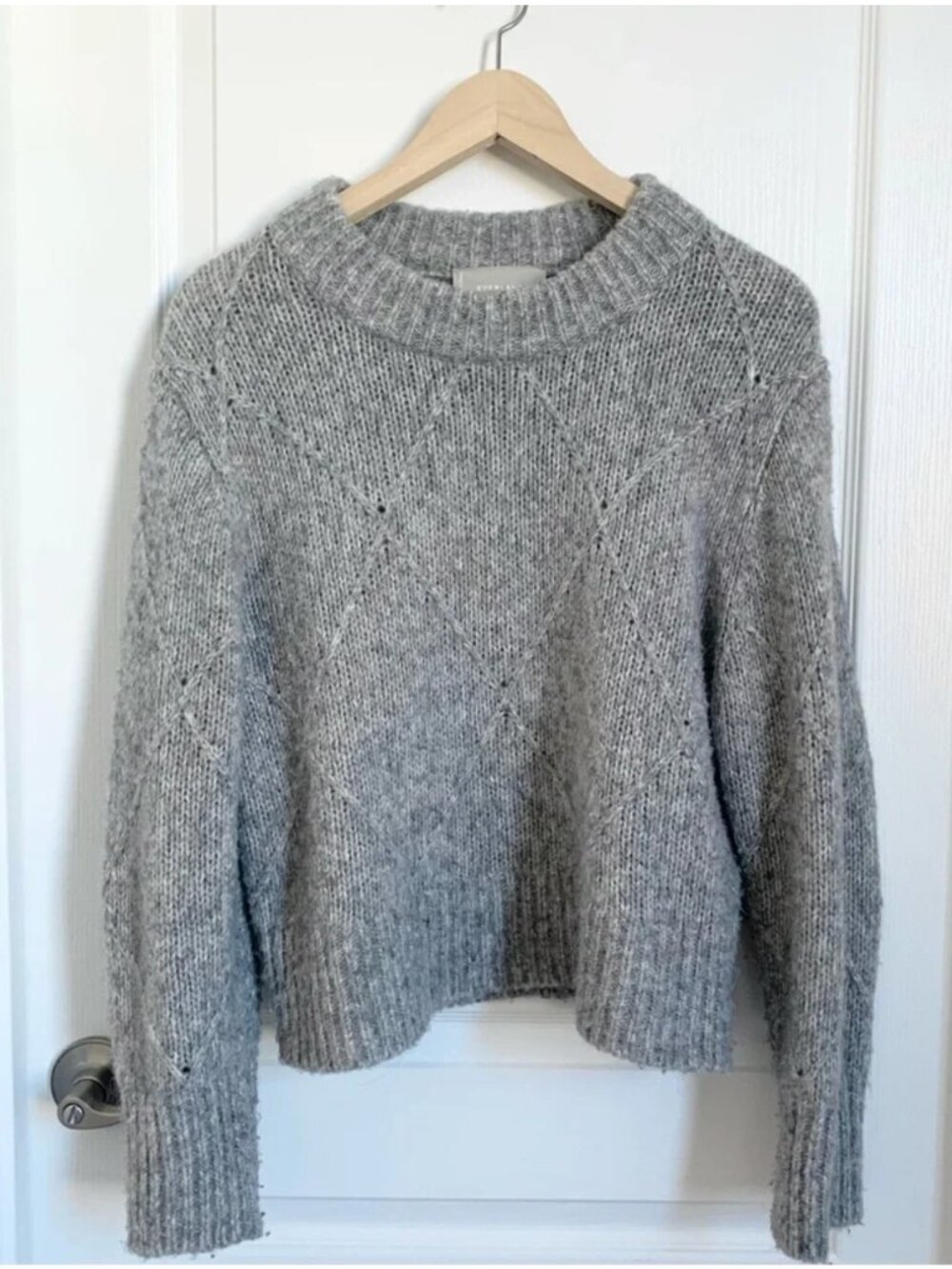 Everlane Heather Gray Chunky Knit Crewneck Sweater Oversized Fits